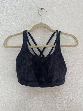 Lululemon Energy Sports Bra LW2BHES Size 8 Black Color Wireless Strappy Gym